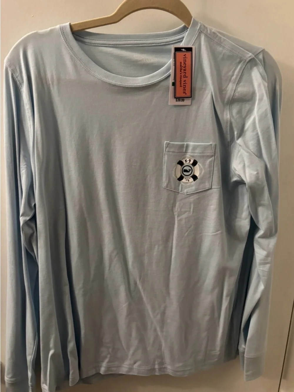 NWT Vineyard Vines Light Blue K-9 Lifesaver Dog Long Sleeve Tee - Picture 2 of 4
